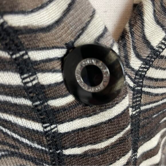 Tory Burch Brown Off White Wavy Stripe Wool Cardigan 4 - Picture 4 of 8